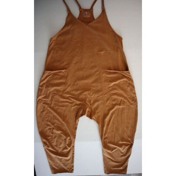 Free People Movement OB1239677 Women's Sz XS Orange/Brown Hot Shot Jumpsuit - Picture 1 of 10